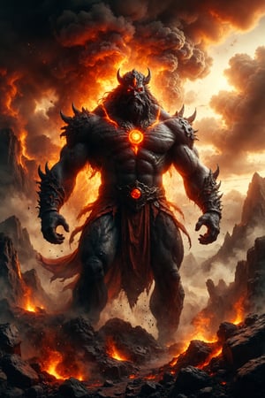 epic god of  the volcanus, full body, epic mistic composition