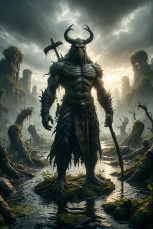 god  of  the swamp, epic pose, full body, epic mistic composition