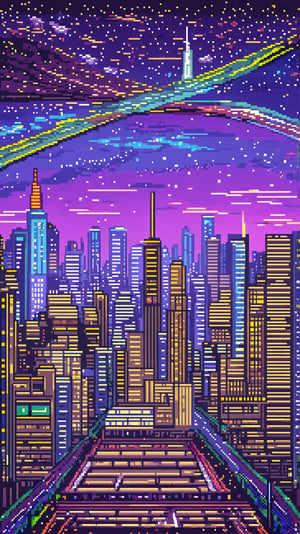 The city lights intertwined with the cosmic display above, creating a mesmerizing tapestry of wonder. Prophecies spoke of this night when the celestial path would align Pixel Art Walls. Night