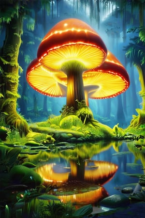 large glowing mushroom forest 