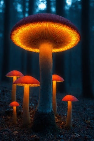 large glowing mushroom forest