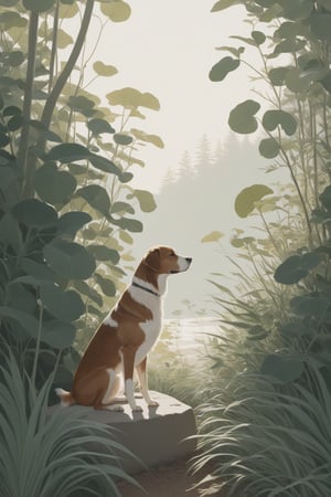 vegetation painting in style of Harriet Lee-Merrion,microscopic view,Morning sunlight,illustration,high detail,Cryptic,Long Shot(LS),dog child (doitsuken)