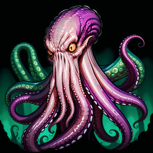 DFStyle, an Eldritch Monster, has tentacles, has many teeth, upper body, Lighting from front. looking to left.
