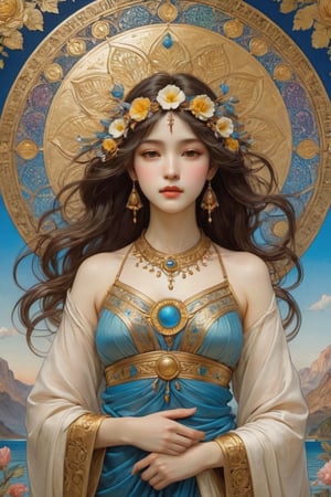 (1girl), (masterpiece, top quality, best quality, official art, beautiful and aesthetic:1.2), extreme detailed,colorful,highest detailed, official art, unity 8k wallpaper, ultra detailed, beautiful and aesthetic, beautiful, masterpiece, best quality, (zentangle, mandala, tangle, entangle) ,holy light,gold foil,gold leaf art,glitter drawing, PerfectNwsjMajicPerfectNwsjMajmagic, psychedelia art, flower, mandala, psychedelic, tapestries, ethereal
Negative Prompt ~ Carl Larsson ~ Titian ~ Raphael ~ Michael Angelo ~ Jean Auguste Dominique Ingres ~ Tony Taka ~ Frederic Leighton ~ Károly Lotz ~ Edward Poynter ~ Pierre-Auguste Renoir ~ Paul Peel ~ John Singer Sargent ~ Alexandre-Jacques Chantron ~ John William Godward ~ John William Waterhouse ~ Han-Wu Shen ~ Ishitaka Amano ~ Chakrapan Posayakrit ~ Kim Jung Gi ~ Kei Mieno ~ Ikushima Hiroshi ~  WLOP ~ William-Adolphe Bouguereau ~ Alphonse Mucha ~Luis Royo ~ David Hamilton photography ~ Range Murata ,on parchment,Expressiveh