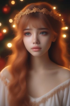 4k hd quality a beautyful Sad girl,DonMB4nsh33XL ,Apoloniasxmasbox\  There is something like a golden red colour hairband on her hair