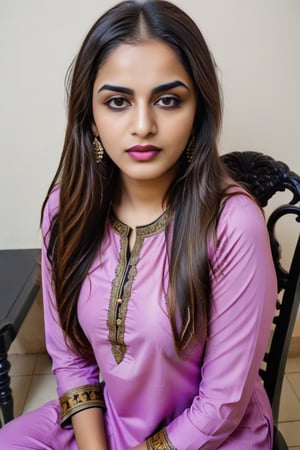 Girl age 17 years old 
Skin colour almost white
Hair black and long and thick
Black eyes
Attractive look
Alomonds pink juicy lips
Dressing Shalwar kameez
Dress colour purple
Sitting on chair
Willage girl. Young girl
Traditional look. ,renny the insta girl,Versace girl model,hubggirl