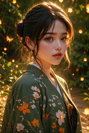 1 japan girl, 8k, masterpiece, ultra-realistic, best quality, high resolution, high definition,fancy light, fireflies,Ai hightlight