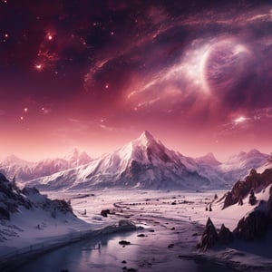 masterpiece, best quality, aethetic, snow mountains,noc-space