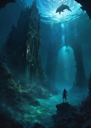 Mythical Nightscapes, High Fantasy Realms. Anime Worlds, Apocalyptic Visions, Underwater Scenes, landscape