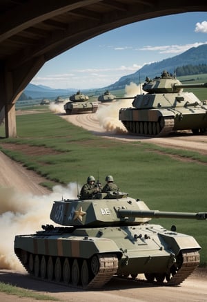 war military tanks, ww2, stylish, dynamic view, by James Gurney abstract, Hard shadows, 