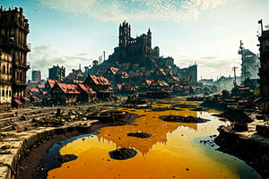 EdobHorrorLandscape, on a post-apocalyptic city drowned in poisonous sludge, 100 people scavenger the remains on the city 