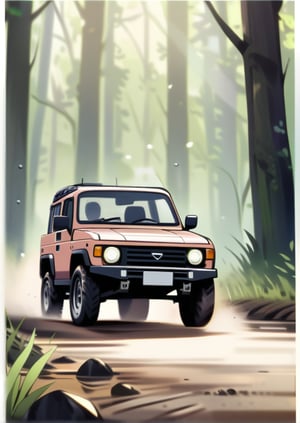 ((Niva 2121)),Off-road vehicle running in a swamp