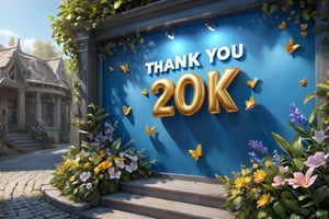 sign "THANK YOU FOR 22K LIKES", hyperrealism, ray tracing, fantasy art