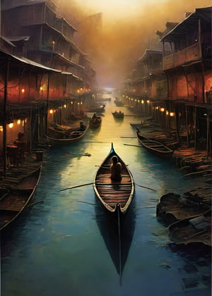 Floating market on Venus at dawn, masterpiece, fantasy, digital art, highly detailed, overall detail, atmospheric lighting, Awash in a haze of light leaks reminiscent of film photography, awesome background, highly detailed styling, studio photo, intricate details, highly detailed, cinematic, ,