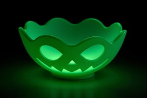 RAW Photo of HalloweenGlowStyle Green decorative bowl, (Masterpiece:1.3) (best quality:1.2) (high quality:1.1)