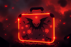 RAW Photo of HalloweenGlowStyle Orange Suitcase, (Masterpiece:1.3) (best quality:1.2) (high quality:1.1)