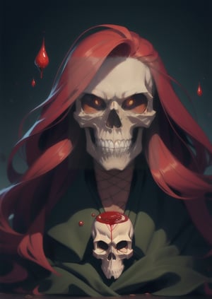 Skull with long hair,,portrait of rageful and bloodthirsty castlevania vampire man, sharp focus, 4k, art by RFKTR_rootrex and rfktr_bwmnga