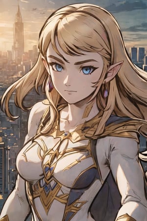 wide-angle shot of a vast, photo realistic, full body(Zelda from nitendo), dressed in a very tight spider-Gwen suit, golden long wavy hair, night city background, inkpunk, full shot, cel-shading style, centered image, ultra detailed illustration, ink lines, strong contours, art nouveau, MSchiffer art, bold strokes, no frame, high contrast, cellular shading, vector, 32k resolution, best quality, procreation, watercolor technique, poster design, 300dpi, soft lighting, ethereal art, mysterious and serene expression, charming atmosphere, bokeh, photography, 8k, dark and dynamic action, pale faded style, dreamy nostalgic, soft focus, dark vignetting, light leaks, medium photography, art painting of shadows, ethereal photography, whimsical and rough grain