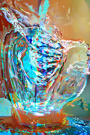 Masterpiece, (empty cup), transparent, dripping color, soft light, depth of field, surreal effects, ultra HD