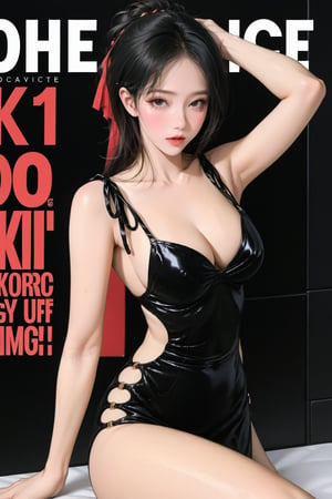1girl, looking at viewer, thigh up body, kpop idol, styled outfit, on stage, professional lighting, different hairstyle, coloful, magazine cover, best quality, masterpiece,johyun,kmiu,bodyconc