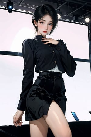 1girl, looking at viewer, thigh up body, kpop idol, styled outfit, on stage, professional lighting, different hairstyle, coloful, magazine cover, best quality, masterpiece,johyun,kmiu,bodyconc,ruanyi0073,z1l4