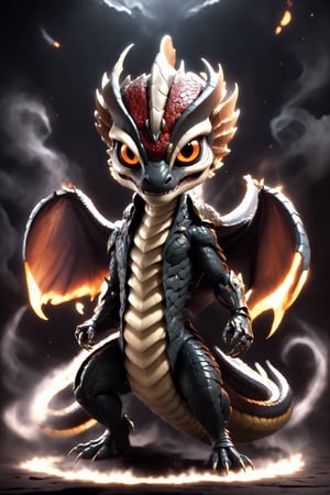 chibi, full body, cyborg cobra snake animal, half body image,(Action Pose: 1.4), ((horror )), king of hell, highly detailed clothes, ((in dark hell)), large devil's wings , big body, ray tracing, with eerie white light penetrating and gradient shadows , (magic mysterious background, glowing particles, ethereal fog, faint darkness), hyper realistic cover photo awesome full color,chibi style,3d style,cyborg style