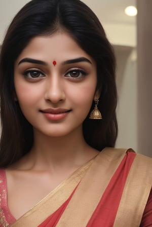 Adjust the girl's face to look like a new Indian sexy girl who is younger, more beautiful and more energetic.