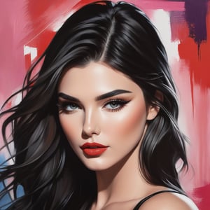 (masterpiece, high quality, 8K, high_res), abstract illustration, sketchbook style, ultra detailed, let's create a portrait of kendell jenner who been adressed the phrase \Call me a sinner, call me a saint. Tell me it's over, i'll still love you the same. Call me your favorite, Call me the worst. Tell me it's over i dont want you to hurt. That's all that i can say, So i'll be on my way\. A painting about a feeling of hopelessness, acceptance of fate, readiness to let go of the past and move on. truly artwork, artgerm, inspired by Shinedown work, by badabum27, portraitart,Leonardo Style,artint