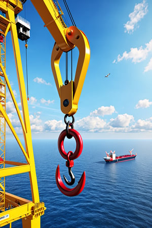 **a 3D hyper-realistic crane hook in offshore crane.

