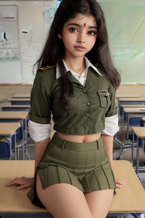 Indian girl mine uniform in the class room 