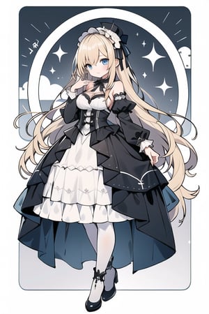 long hair,Blonde hair,blue eyes , young adult,middle breasts,gothic lolita,full body