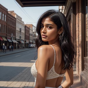 A indian 23 year old girl, black long hair, cute face, whaetis skin tone, medium size body, realism, full body posing, photorealistic, ,Extremely Realistic,(PnMakeEnh),
masterpiece, high quality realistic, aesthetic photo, pore and detailed, intricate detailed, graceful and beautiful textures, RAW photo, 16K, change location everytime, dressed red, standing_bridge, detailed_backgroun, complex_background, extra_detailer