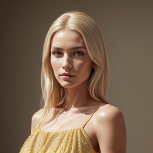 A beautiful chic women wearing yellow dress, subtle makeup, platinum blonde hair, confident pose, realism and full body, photorealistic, ,Extremely Realistic,(PnMakeEnh),
masterpiece, high quality realistic, aesthetic photo, pore and detailed, intricate detailed, graceful and beautiful textures, RAW photo, 16K