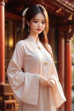 1girl,best quality,masterpiece,illustration,an extremely,  Nhat Binh clother, long sleeve,  delicate and beautiful,CG,unity,8k wallpaper,Amazing,finely detail,masterpiece,official art,extremely detailed CG unity 8k wallpaper,incredibly absurdres,huge filesize,ultra-detailed,highres,extremely detailed,beautiful detailed girl,realistic, perfect light