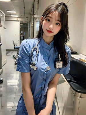 In the hospital, a nurse is busy shuttling between the ward and the nursing station. She was wearing a clean white nurse uniform with a brand name and a few pens on her coat. The neat uniform made her look professional and orderly. On her feet, she wears comfortable non-slip work shoes that allow her to move around quickly and steadily.

Her hair is neatly tied back so that it does not interfere with her vision or movement while working. When facing patients, she always has a warm and focused smile, giving people a sense of peace of mind and trust. With medical records and medicines in her hands, she carefully checked the patient's condition and recorded every detail.

At the nursing station, she quickly and skillfully enters patient data and coordinates various nursing tasks. Her movements are neat and precise, showing her years of experience and professionalism. Even in her busy work, she never forgets to care about her colleagues and greets the doctors and other nurses around her from time to time, demonstrating the spirit of teamwork.

When an emergency occurs, she immediately jumps into it, calmly directs and handles it, and ensures that patients receive timely and effective care. Her perseverance and calmness make people feel her sense of responsibility and professionalism as a nurse.