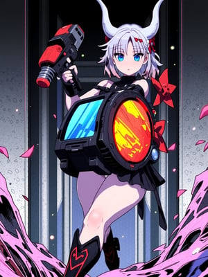 holding a gun,kanna kamui,Sword gun, plasma gun