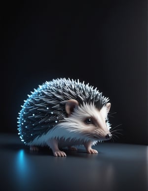 dataviz style, black and white network data visualization in the shape of a Hedgehog,  masterpiece , hyper detailed, unreal engine, blue tones, stars