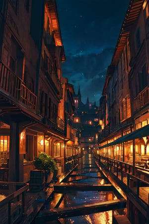 Anime, original, meticulous details, more details, extremely gorgeous composition, night, gorgeous light and shadow, fictional, densely packed, distant view, close shot, multi-layered,different world,