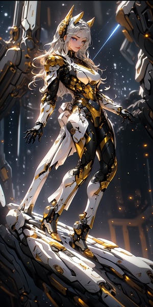 armor full power,(extremely detailed eyes: 1.4),(full body: 1.2),tech,imperial,perfect hands,detailed fingers,intricate details,extremely excellent composition,visual appeal,beautiful detailed glow,sparkling,metal reflective,glowing,(dynamic pose: 1.4),perfect body,future technology beam weapon,beam weapon,universe,levitating laser cannon,blue theme,starry sky,