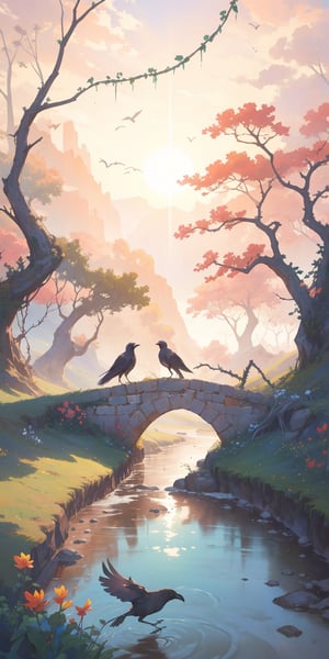 Withered vines, old trees and dim crows, small bridges and flowing water, people's homes, west wind and thin horses on the ancient road. The sun sets in the west, and the heartbroken people are at the end of the world.
landscape,masterpiece,best quality,(visual appeal),(aethetic),