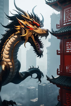 fantasy,Chinese dragon,modern city,detail processing,extremely excellent composition,8k Ultra HD, Multi-Layered Textures,visual appeal,