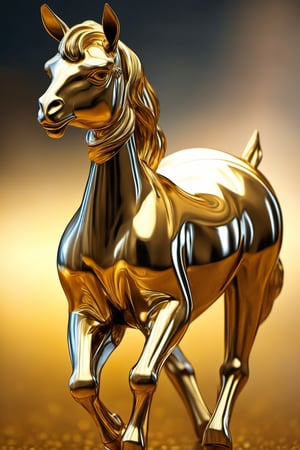 a detailed photo of a brushed metal golden alpaca,by hajime sorayama,bokeh background,(full body: 1.4),hajime sorayama,macro photography,trending on artstation, sharp focus, studio photo,metal,3D rendering,extremely excellent composition,intricate details,8k Ultra HD,RAW photo,HDR (High Dynamic Range),sprinting,running,dynamic pose,