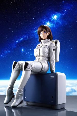 1girl,full body,full shot,sitting,spherical earth,kawaii,astronauts,mahjong,starry sky background,masterpiece,4K,best quality,fantasy,concept,detailed eyes,meticulous,detail processing,PVC Style,little girl,