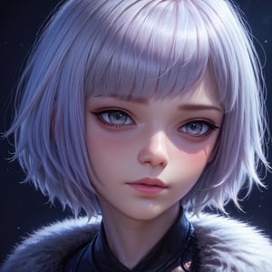 (score_9,score_8_up,score_7_up), ,(close up shot of face),(white hair),solo,best quality,delicate face,detailed facial features,detailed eyes,a bit cute,beautiful,gray eyes,short hair,blush,charming cold light background,TY,BYK,