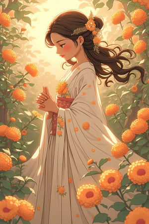 goddess,little girl,vignette illustration,niji style