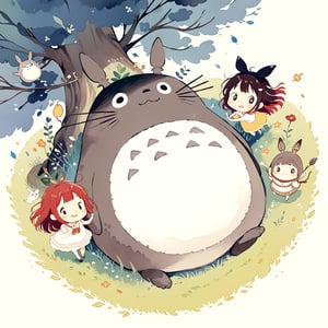 Totoro,Hachishaku sama,Children's Illustration Style,