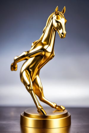 a detailed photo of a brushed metal golden alpaca,by hajime sorayama,bokeh background,(full body: 1.4),hajime sorayama,macro photography,trending on artstation, sharp focus, studio photo,metal,3D rendering,extremely excellent composition,intricate details,8k Ultra HD,RAW photo,HDR (High Dynamic Range),sprinting,running,dynamic pose,