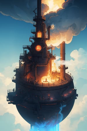 score_9,score_8_up,score_7_up, ,masterpiece,8k Ultra HD,best quality,whimsy,fantasy,dreamlike,unconstrained style,heavy industry,chimney,exhaust gas,grim reaper,skull,death sickle,ultra-detailed,more detail,perfect composition,visual appeal,