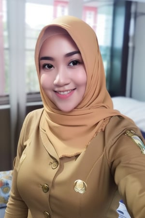 Prompt: indonesian-chininese woman wearing hijab pns, chubby face, beautiful woman, big breast, curvy body, chubby body, full body, pns suit tight, on the bed in the room hotel,Negative prompt: EasyNegative,Steps: 20,Sampler: Euler a,KSampler: euler_ancestral,Schedule: normal,CFG scale: 7,Seed: 0,Size: 512x768,VAE: None,Denoising strength: 0,Clip skip: 2,Model: MikasMix_v2,LoRA: IndoHijab_v1