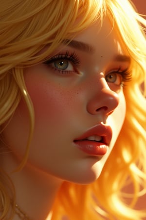 score_4, score_3_down, score_2_down, 1 girl, blonde, close up, art, digital art, floating hair, Extremely Realistic, art photography, (((,golden age of animation)))